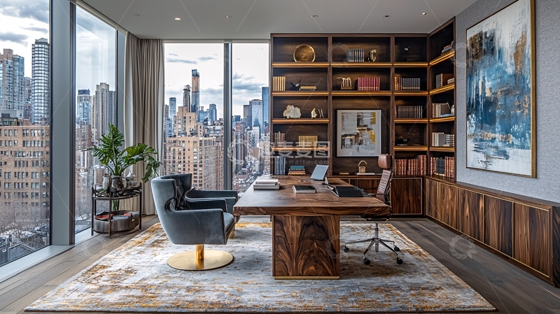 高清大图下载【趣麦麦图】高端现代都市书房