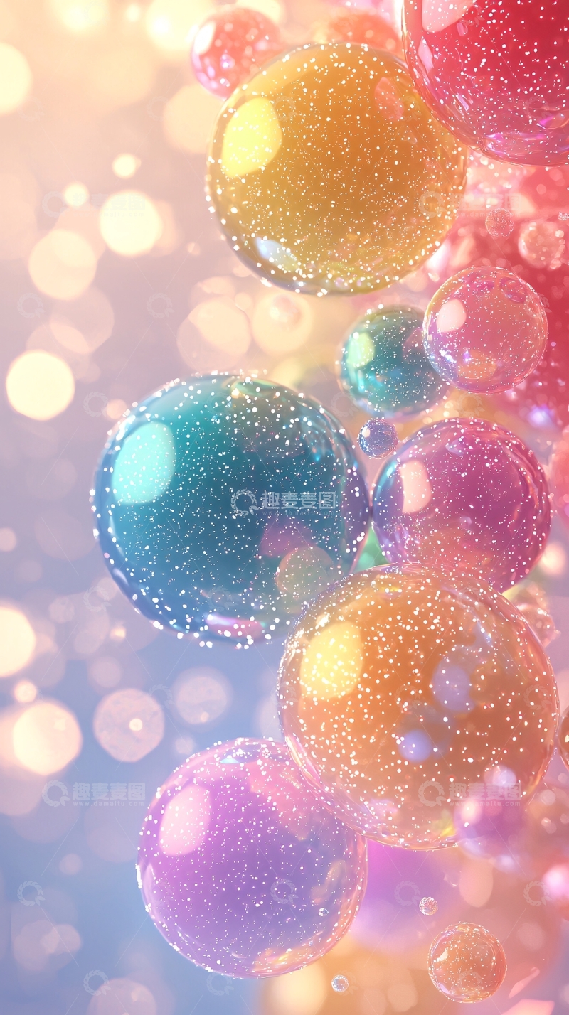 高清大图下载【趣麦麦图】彩色透明泡泡