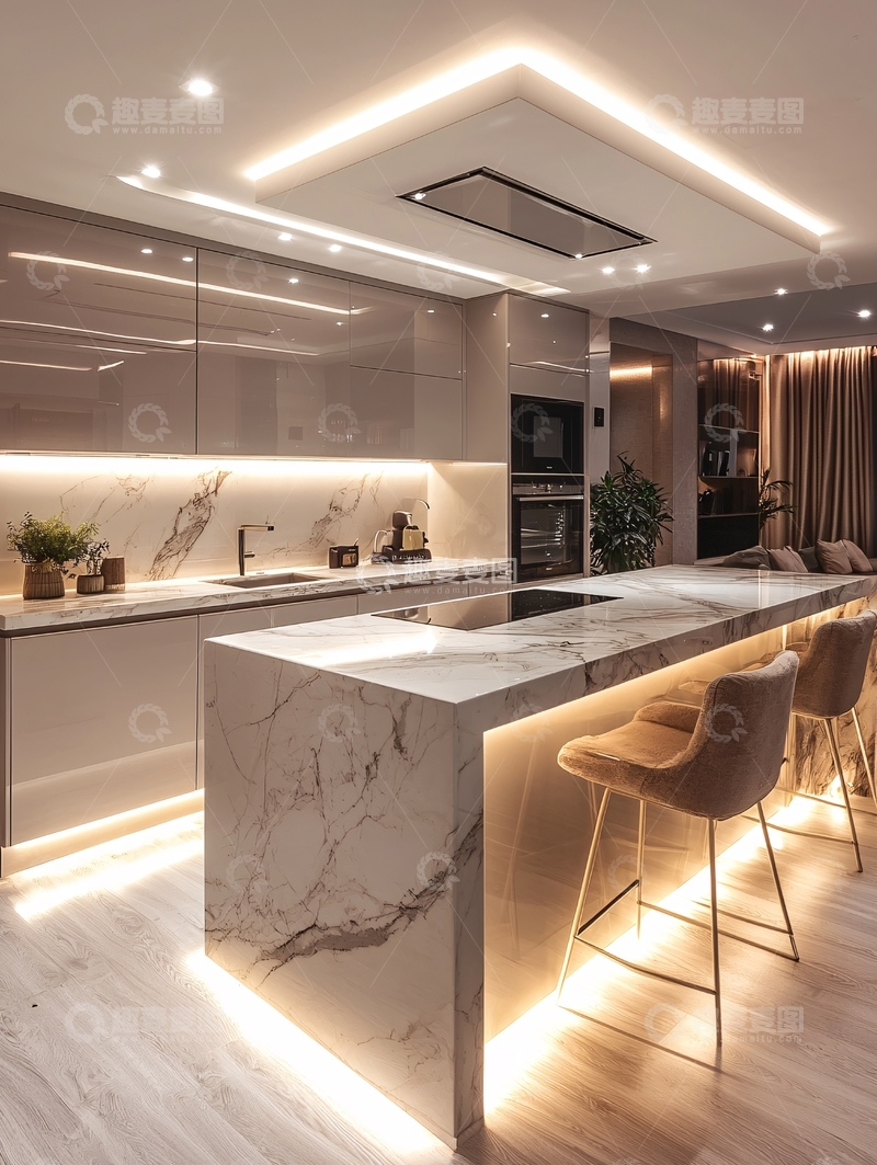 高清大图下载【趣麦麦图】现代简约轻奢厨房