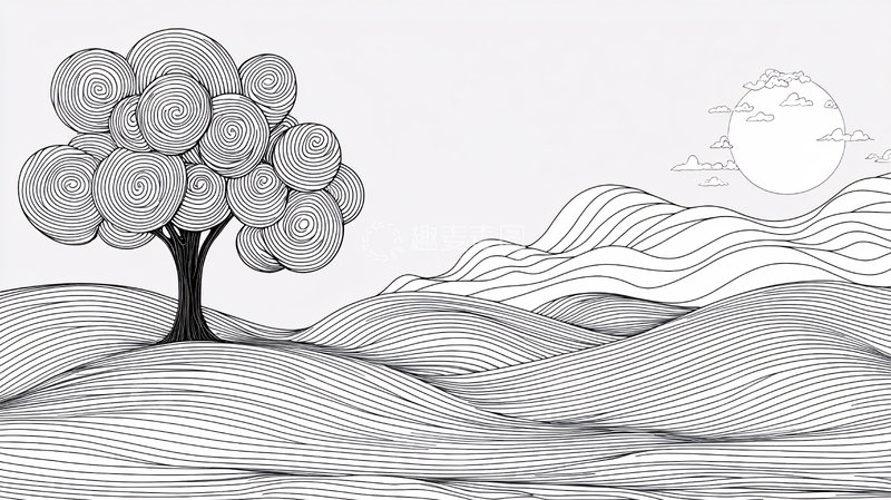 高清大图下载【趣麦麦图】黑白线条画