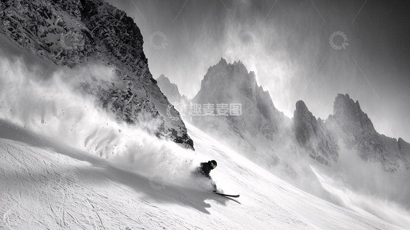 高清大图下载【趣麦麦图】雪山滑雪