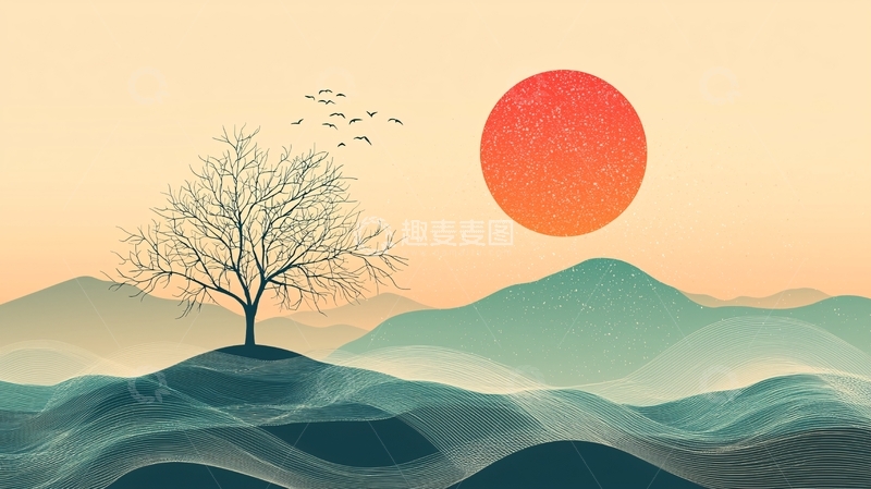 高清大图下载【趣麦麦图】极简意境山水画