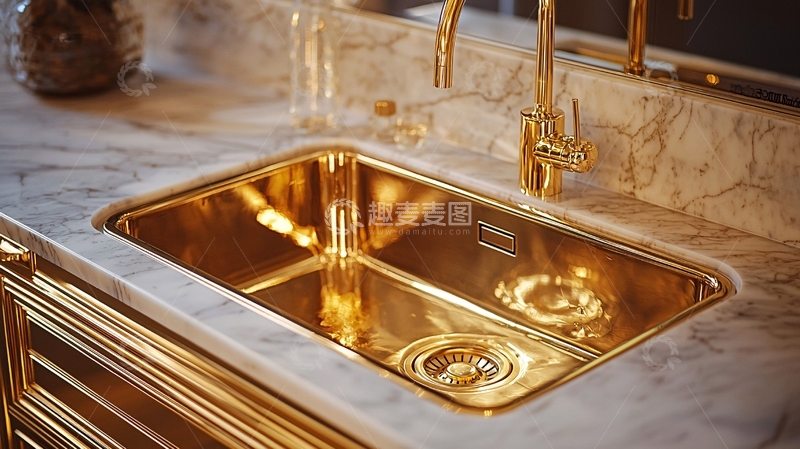 高清大图下载【趣麦麦图】奢华金色不锈钢水槽