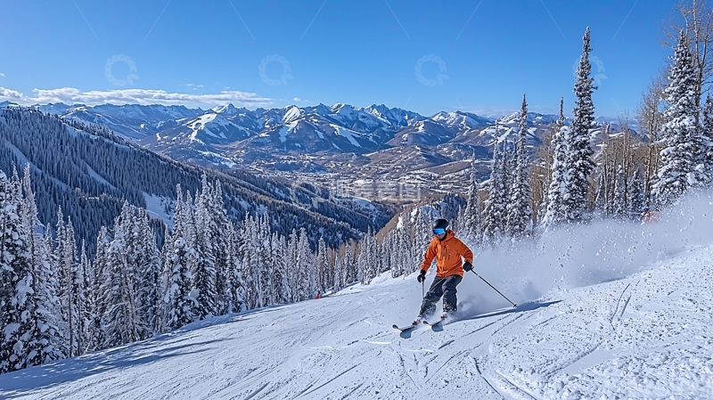 高清大图下载【趣麦麦图】雪山滑雪