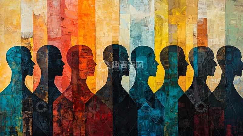高清大图下载【趣麦麦图】抽象彩色人物侧影