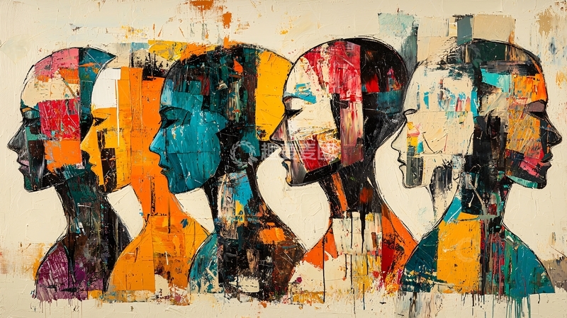 高清大图下载【趣麦麦图】抽象彩色侧脸