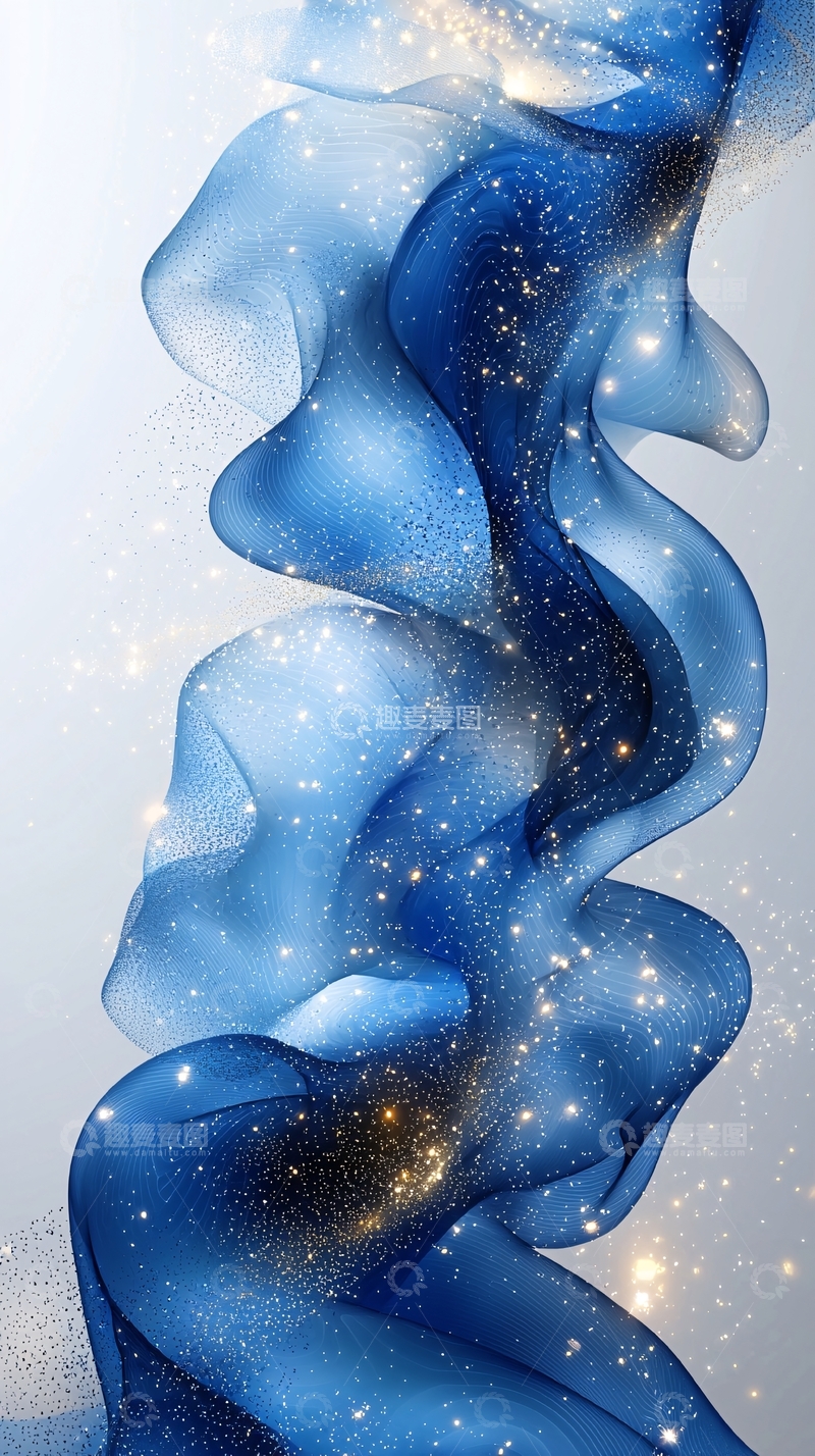 高清大图下载【趣麦麦图】蓝色梦幻飘带