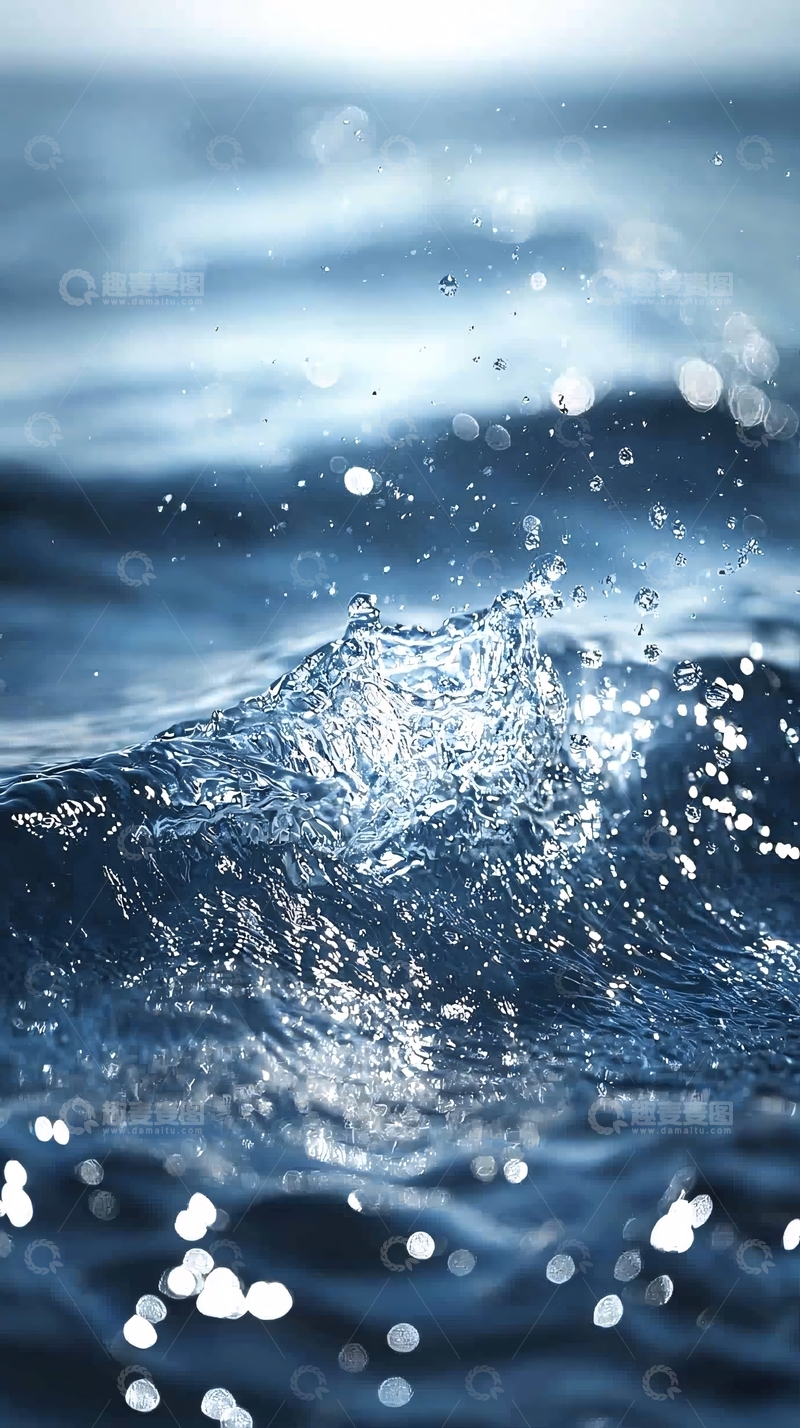 高清大图下载【趣麦麦图】水花四溅的蓝色海水