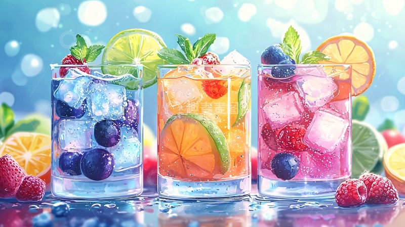 高清大图下载【趣麦麦图】清爽水果冰饮