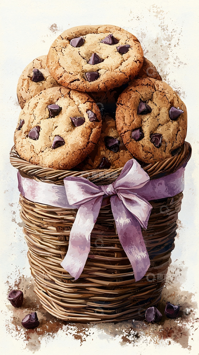 高清大图下载【趣麦麦图】巧克力曲奇饼干篮子