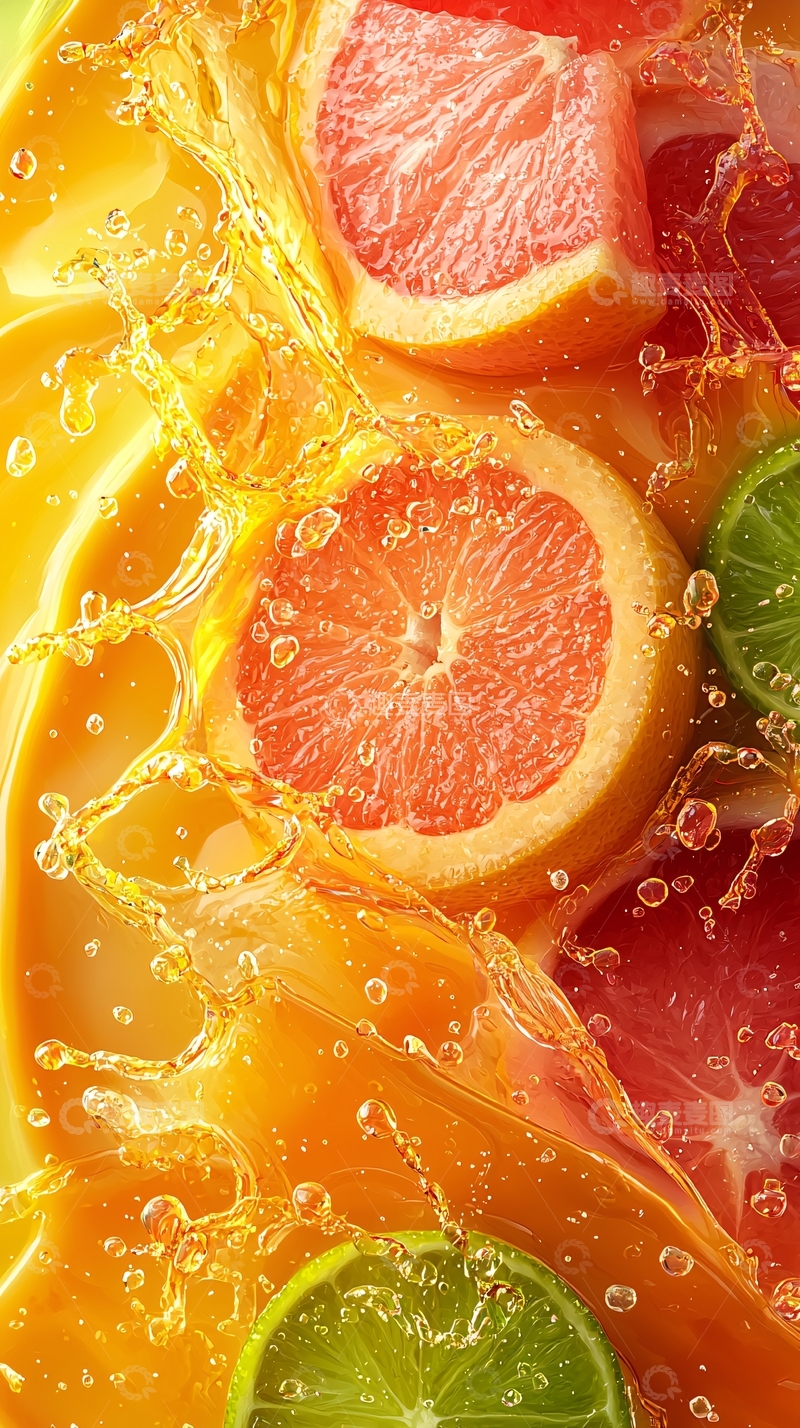 高清大图下载【趣麦麦图】柑橘类水果汁水飞溅