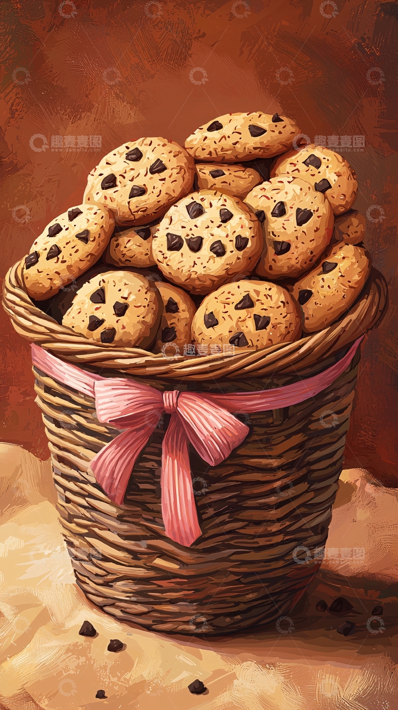 高清大图下载【趣麦麦图】巧克力曲奇饼干篮子