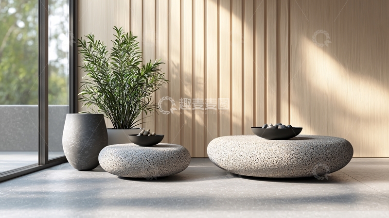 高清大图下载【趣麦麦图】侘寂风格客厅