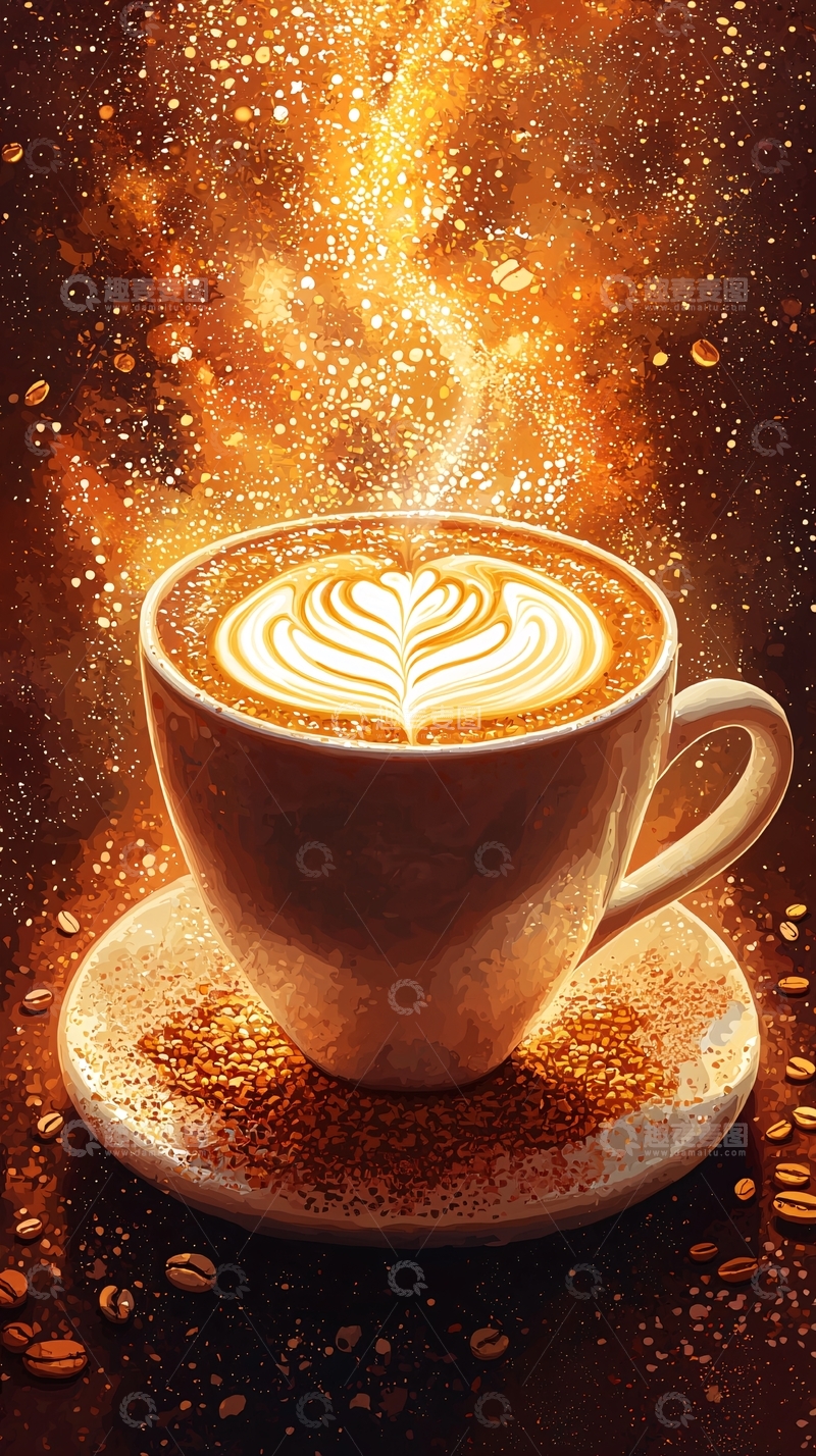 高清大图下载【趣麦麦图】燃烧的咖啡拉花