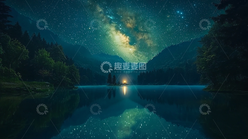 高清大图下载【趣麦麦图】星空倒影