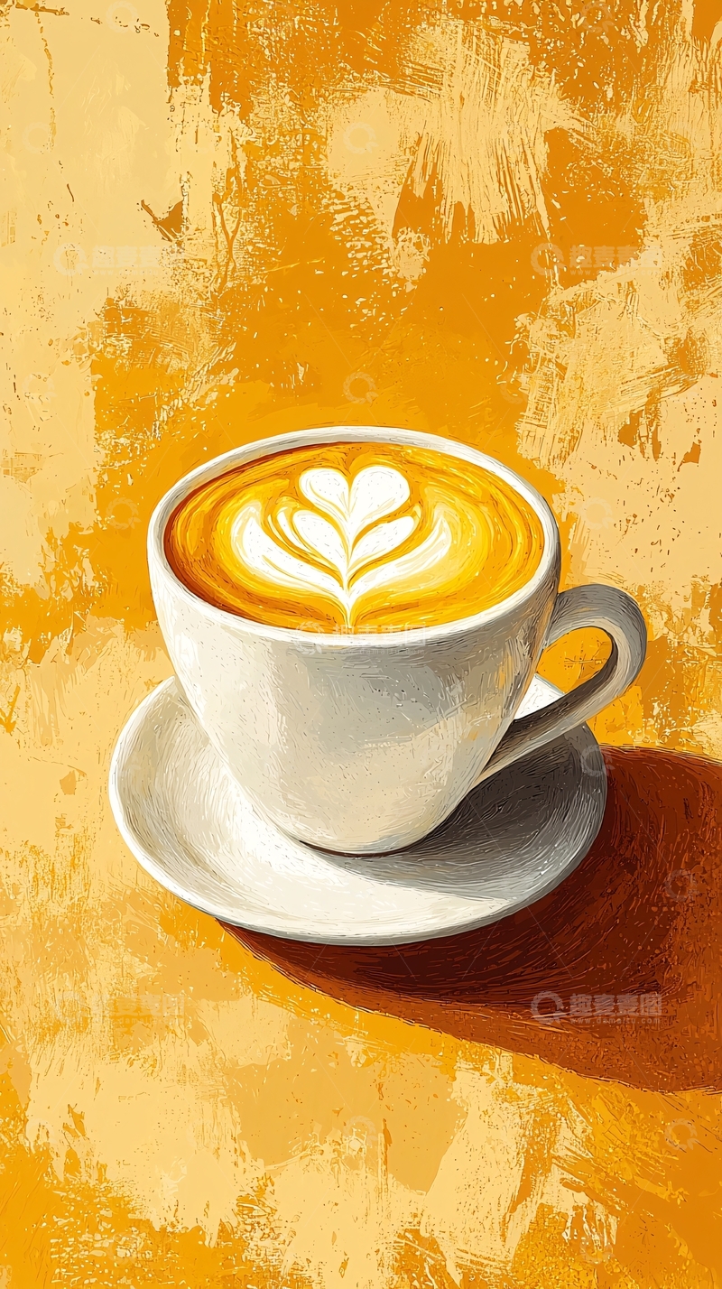 高清大图下载【趣麦麦图】一杯拉花拿铁咖啡