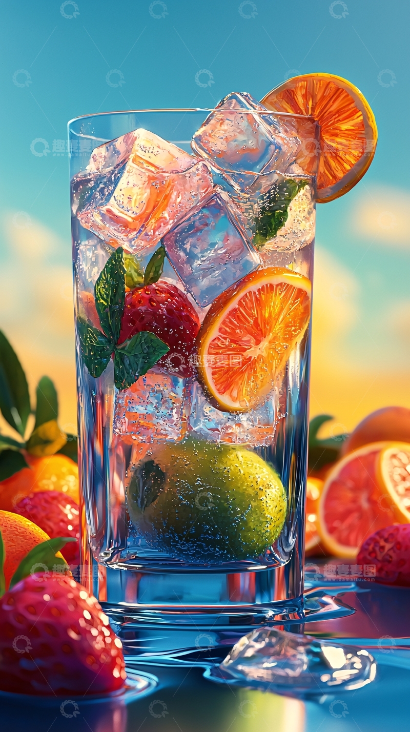 高清大图下载【趣麦麦图】清爽水果冰饮