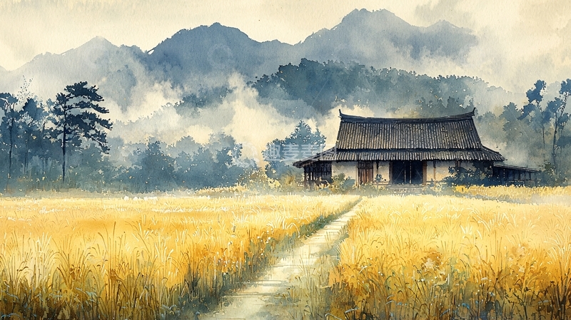 高清大图下载【趣麦麦图】田野上的传统房屋