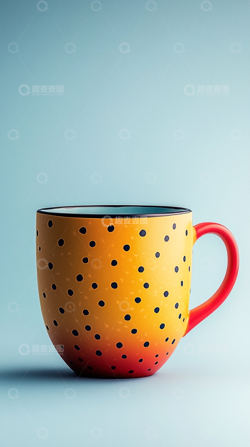 高清大图下载【趣麦麦图】黄底黑点渐变马克杯