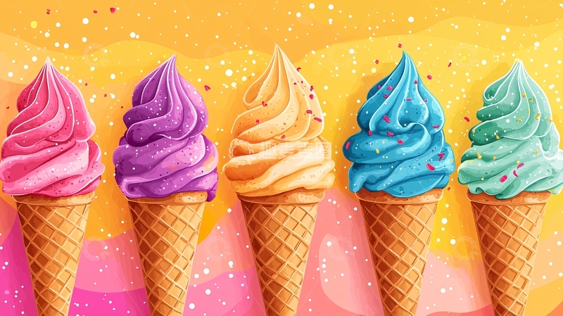 高清大图下载【趣麦麦图】彩色冰淇淋甜筒