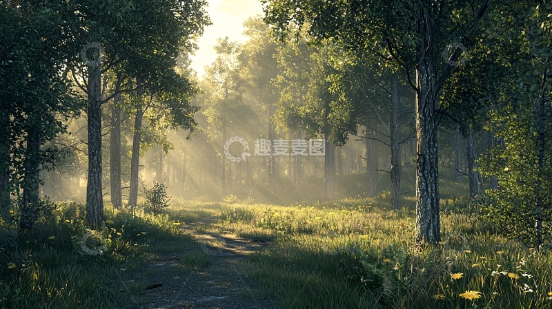 高清大图下载【趣麦麦图】阳光森林小路