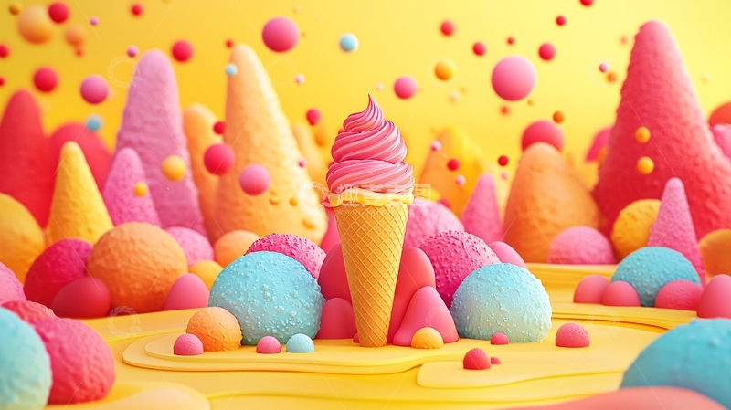 高清大图下载【趣麦麦图】彩色冰淇淋甜筒