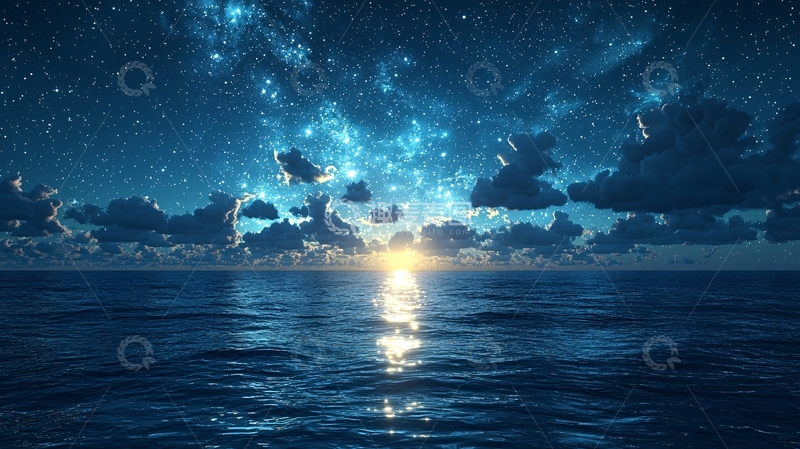高清大图下载【趣麦麦图】星空大海日出