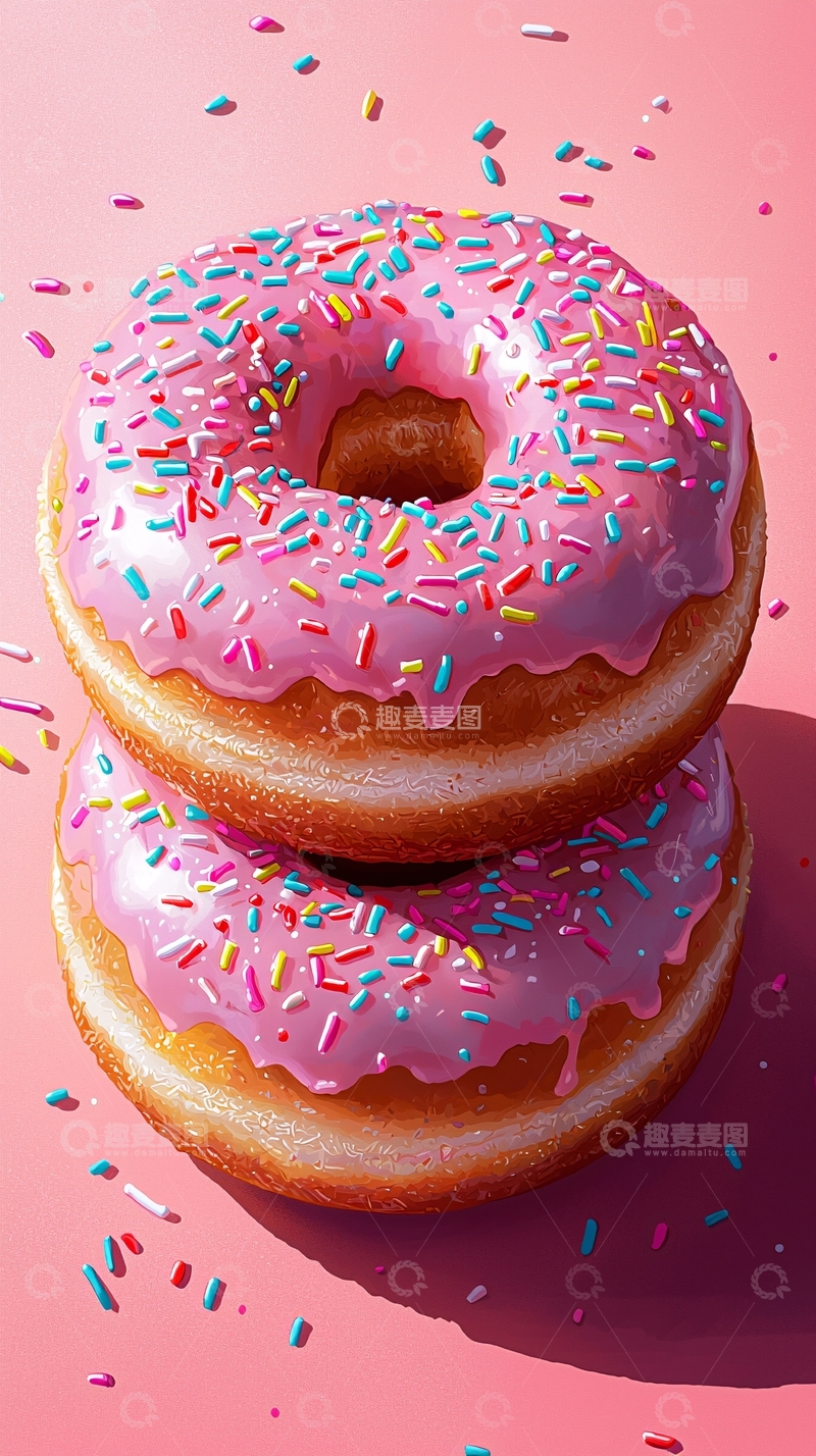 高清大图下载【趣麦麦图】粉色甜甜圈