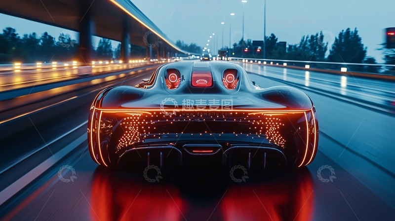 高清大图下载【趣麦麦图】未来感跑车夜景