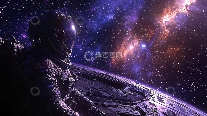 高清大图下载【趣麦麦图】宇航员太空星球