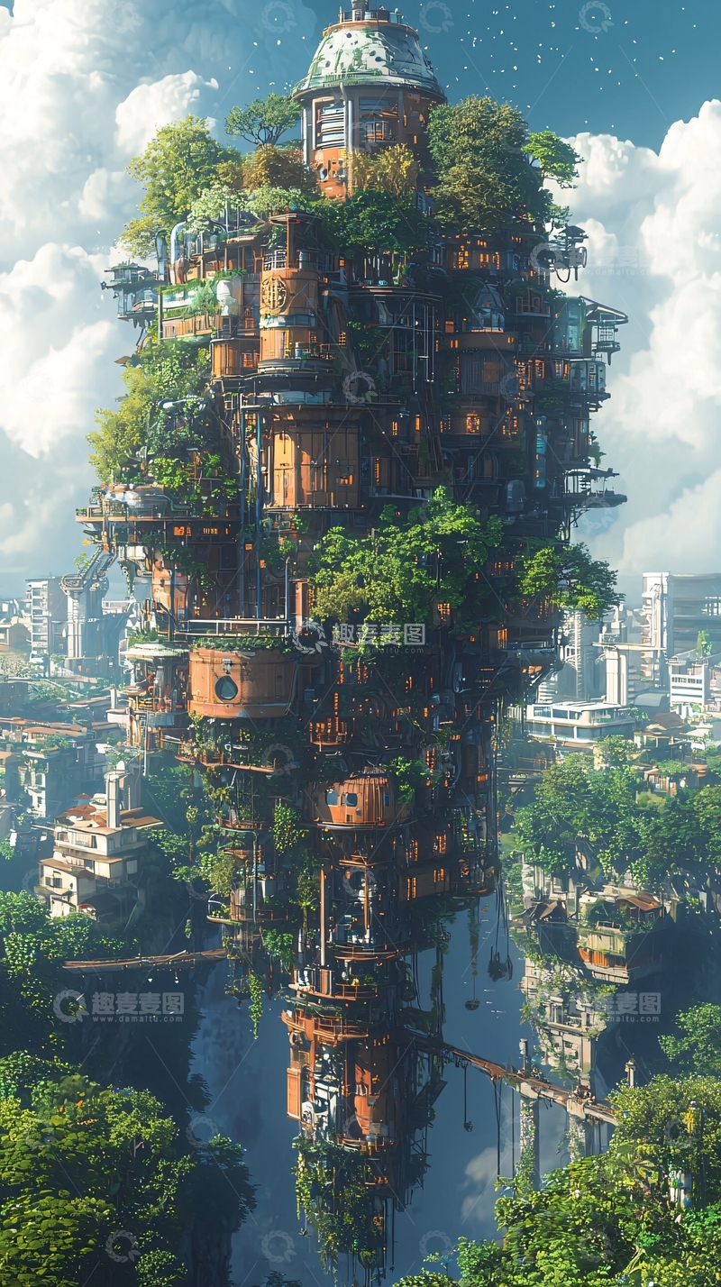 高清大图下载【趣麦麦图】空中花园城市
