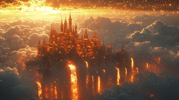 云端燃烧的哥特式城堡