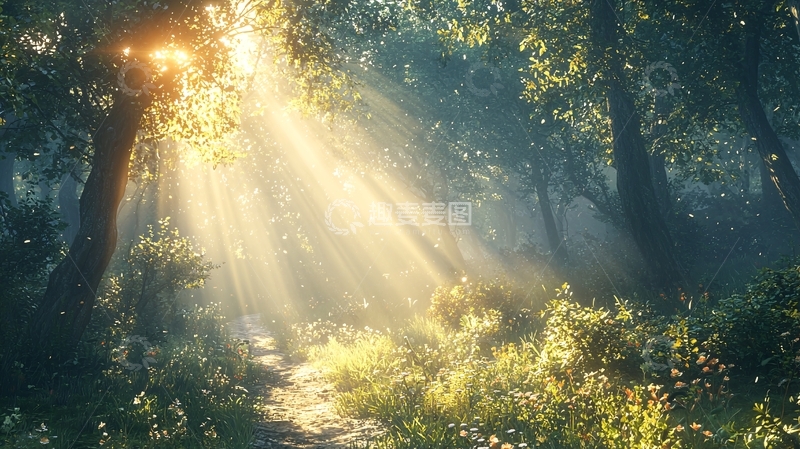 高清大图下载【趣麦麦图】森林阳光