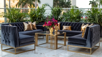 户外深蓝色天鹅绒沙发组合