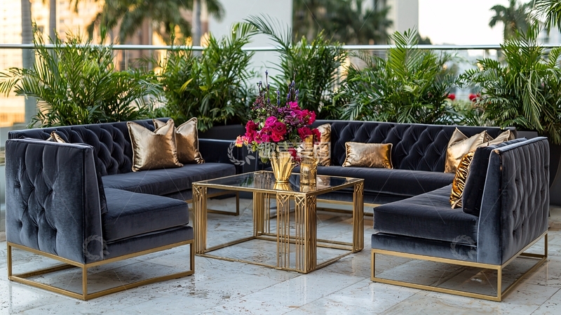 高清大图下载【趣麦麦图】户外深蓝色天鹅绒沙发组合