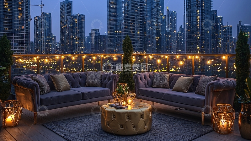 高清大图下载【趣麦麦图】夜景城市露台