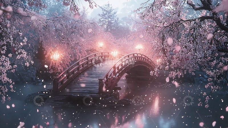 高清大图下载【趣麦麦图】雪中日式拱桥