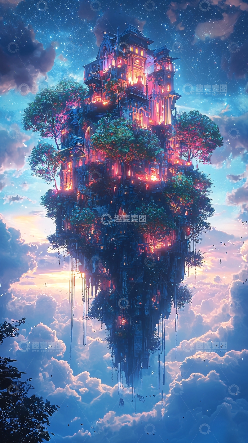 高清大图下载【趣麦麦图】云端上的梦幻城堡