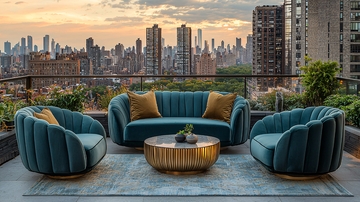 都市夜景阳台户外休闲区