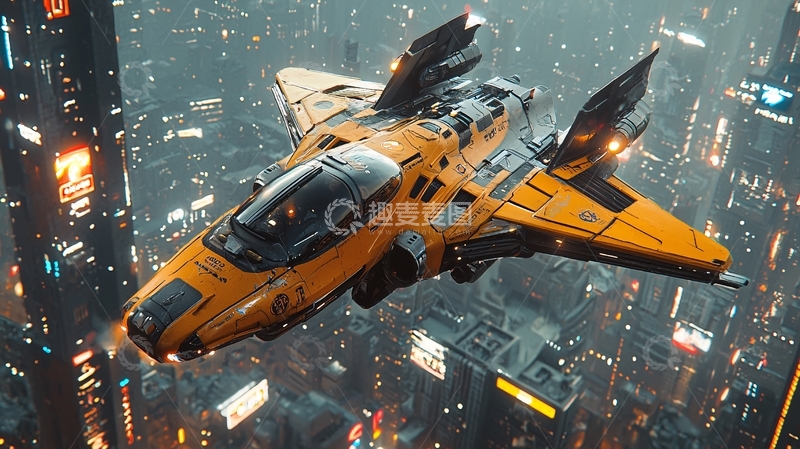 高清大图下载【趣麦麦图】未来都市飞船