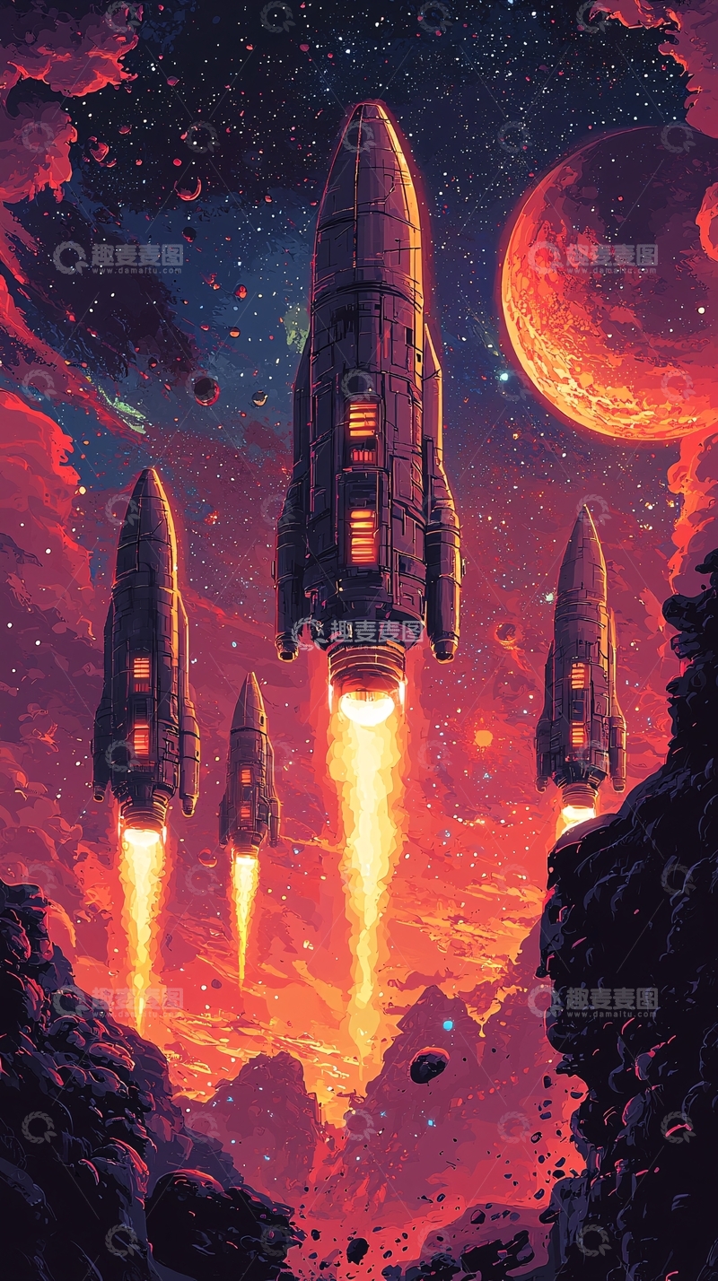 高清大图下载【趣麦麦图】宇宙飞船发射