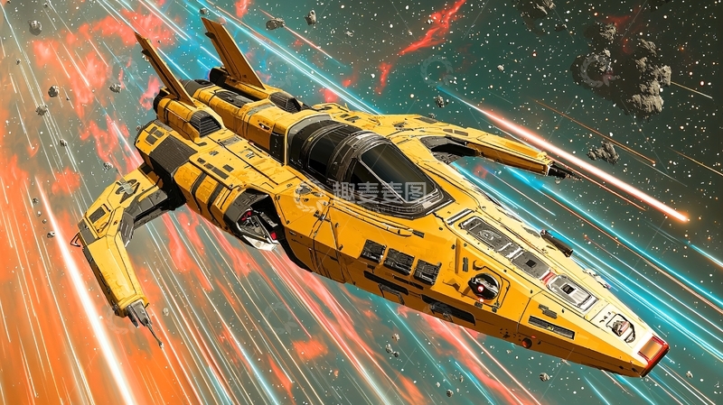 高清大图下载【趣麦麦图】黄色宇宙飞船