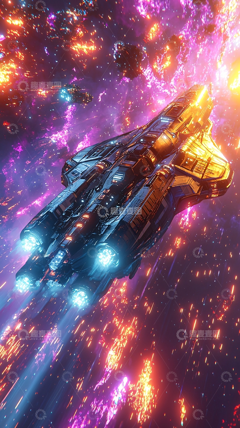 高清大图下载【趣麦麦图】宇宙飞船超光速飞行