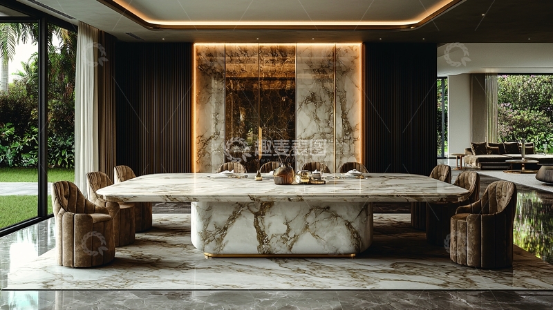 高清大图下载【趣麦麦图】豪华大理石餐桌