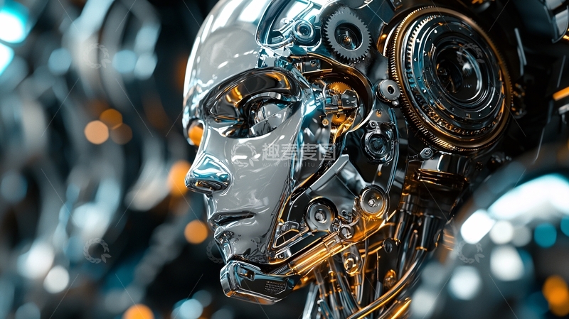高清大图下载【趣麦麦图】机械质感未来感机器人头部特写