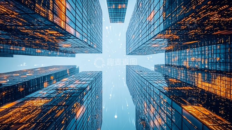 高清大图下载【趣麦麦图】仰视视角下的摩天大楼