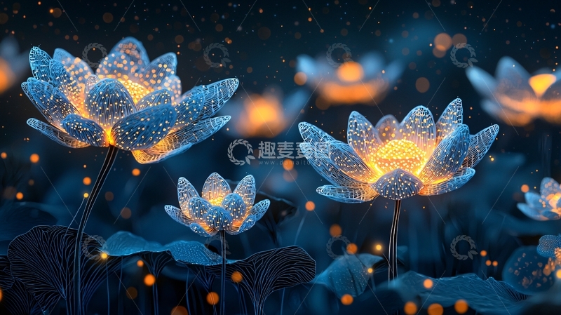 高清大图下载【趣麦麦图】夜光莲花