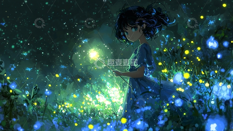 高清大图下载【趣麦麦图】萤火虫少女