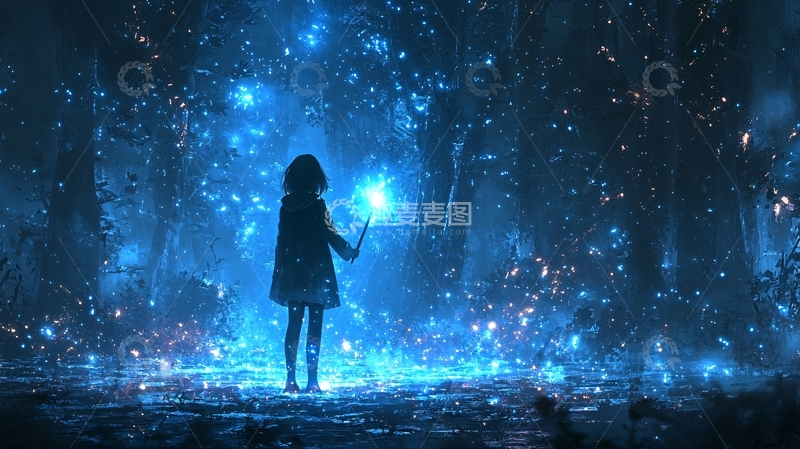 高清大图下载【趣麦麦图】蓝光森林女孩