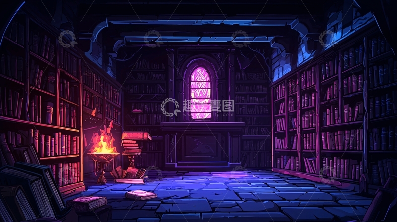 高清大图下载【趣麦麦图】哥特式风格图书馆